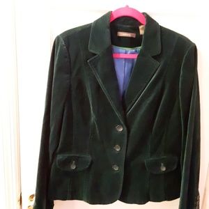 Liz Claiborne green velour blazer, size 14